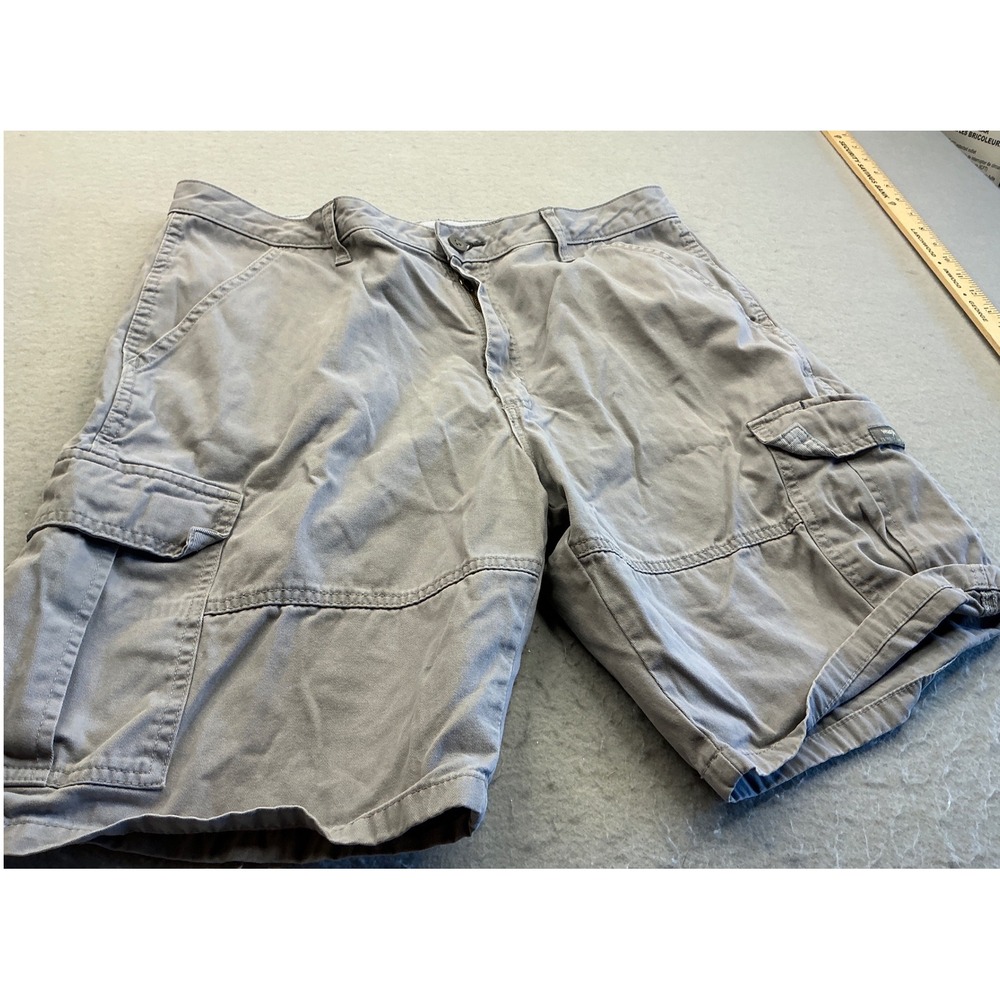 Grey Cotton Cargo Shorts Utility Pockets Size 36 Casual‎ Workwear